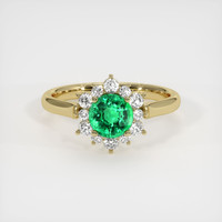 0.88 Ct. Emerald Ring, 18K Yellow Gold 1