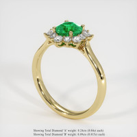 0.88 Ct. Emerald Ring, 18K Yellow Gold 2