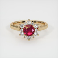 0.58 Ct. Pinkish Red Ruby Ring, 18K Yellow Gold 1