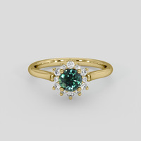0.67 Ct. Green Sapphire Ring, 18K Yellow Gold 1