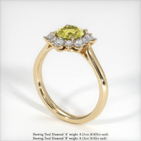 0.80 Ct. Greenish Yellow Sapphire Ring, 18K Yellow Gold 2
