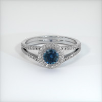 0.77 Ct. Greenish Blue Sapphire Ring, Platinum 950 1