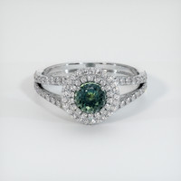 1.09 Ct. Greenish Blue Sapphire Ring, 14K White Gold 1