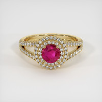 0.84 Ct. Pinkish Red Ruby Ring, 10K Yellow Gold 1
