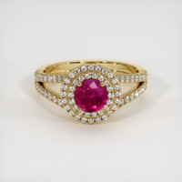 0.85 Ct. Pinkish Red Ruby Ring, 10K Yellow Gold 1