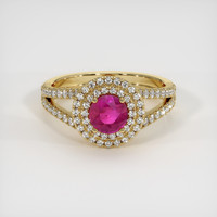 0.70 Ct. Pinkish Red Ruby Ring, 10K Yellow Gold 1
