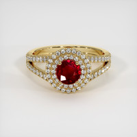 0.68 Ct. Ruby Ring, 14K Yellow Gold 1