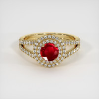 0.68 Ct. Ruby Ring, 14K Yellow Gold 1
