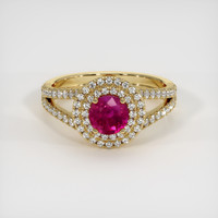 0.85 Ct. Ruby Ring, 18K Yellow Gold 1