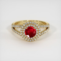 0.68 Ct. Ruby Ring, 18K Yellow Gold 1