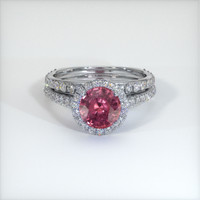 1.80 Ct. Reddish Pink Sapphire Ring, Platinum 950 1