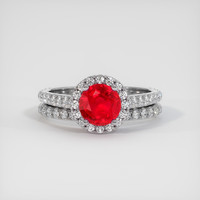 1.10 Ct. Pinkish Red Ruby Ring, 10K White Gold 1