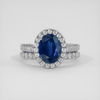 3.02 Ct. Blue Sapphire Ring, 18K White Gold 1