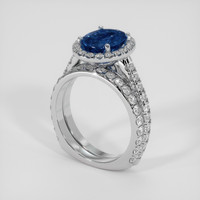 3.02 Ct. Blue Sapphire Ring, 18K White Gold 2