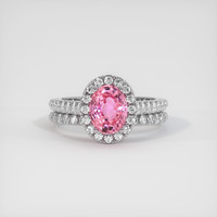 1.74 Ct. Padparadscha Sapphire Ring, 18K White Gold 1