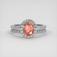 1.17 Ct. Padparadscha Sapphire Ring, 18K White Gold 1