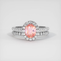 1.09 Ct. Padparadscha Sapphire Ring, 18K White Gold 1