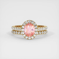 1.09 Ct. Padparadscha Sapphire Ring, 18K Yellow Gold 1