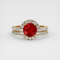 1.34 Ct. Ruby Ring, 18K Yellow Gold 1