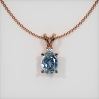 1.05 Ct. Greenish Blue Sapphire Pendant, 14K Rose Gold 1