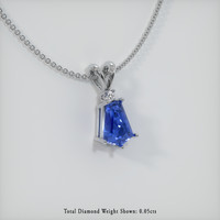 2.54 Ct. Blue Sapphire Pendant, 14K White Gold 2