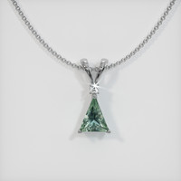 0.93 Ct. Bluish Green Sapphire Pendant, 14K White Gold 1