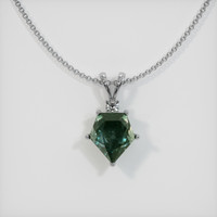 3.44 Ct. Bluish Green Sapphire Pendant, 14K White Gold 1