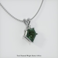 3.44 Ct. Bluish Green Sapphire Pendant, 14K White Gold 2
