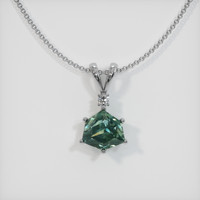 2.44 Ct. Bluish Green Sapphire Pendant, 14K White Gold 1