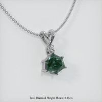 2.44 Ct. Bluish Green Sapphire Pendant, 14K White Gold 2