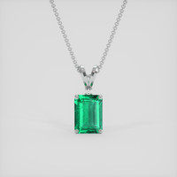 1.52 Ct. Emerald Pendant, 18K White Gold 1