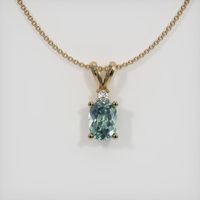 0.52 Ct. Bluish Green Sapphire Pendant, 14K Yellow Gold 1