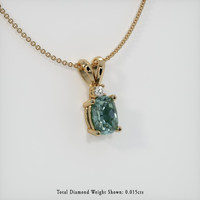 0.52 Ct. Bluish Green Sapphire Pendant, 14K Yellow Gold 2