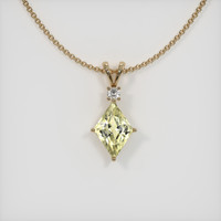 3.20 Ct. Yellowish Green Sapphire Pendant, 14K Yellow Gold 1