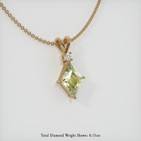 3.20 Ct. Yellowish Green Sapphire Pendant, 14K Yellow Gold 2