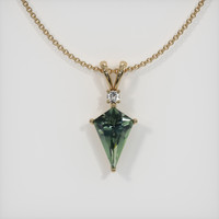 2.18 Ct. Green Sapphire Pendant, 14K Yellow Gold 1