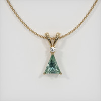 0.93 Ct. Bluish Green Sapphire Pendant, 14K Yellow Gold 1
