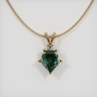 3.44 Ct. Bluish Green Sapphire Pendant, 14K Yellow Gold 1