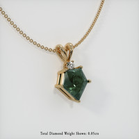 3.44 Ct. Bluish Green Sapphire Pendant, 14K Yellow Gold 2