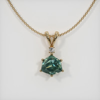 2.44 Ct. Bluish Green Sapphire Pendant, 14K Yellow Gold 1