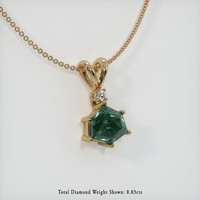 2.44 Ct. Bluish Green Sapphire Pendant, 14K Yellow Gold 2