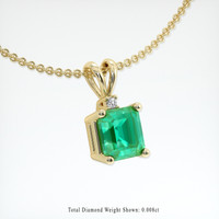 0.75 Ct. Emerald Pendant, 18K Yellow Gold 2