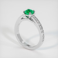 0.57 Ct. Emerald Ring, 18K White Gold 2