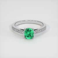 0.76 Ct. Emerald Ring, 18K White Gold 1