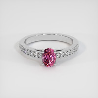 0.88 Ct. Pink Sapphire Ring, 18K White Gold 1