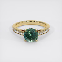 2.22 Ct. Bluish Green Sapphire Ring, 14K Yellow Gold 1