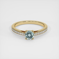 0.67 Ct. Bluish Green Sapphire Ring, 14K Yellow Gold 1