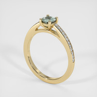 0.67 Ct. Bluish Green Sapphire Ring, 14K Yellow Gold 2