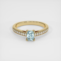 0.68 Ct. Bluish Green Sapphire Ring, 14K Yellow Gold 1