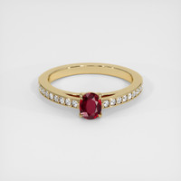 0.53 Ct. Ruby Ring, 18K Yellow Gold 1